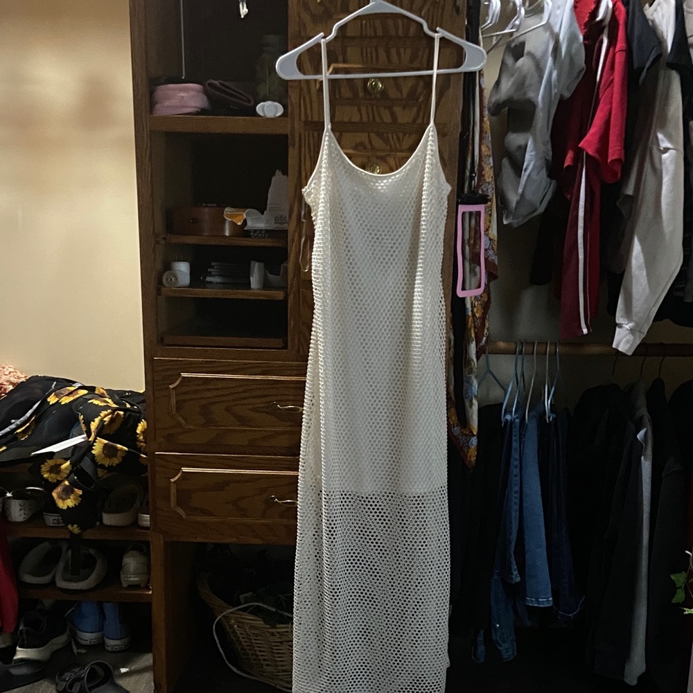 Charlotte Russe Ivory Mesh Maxi Dress